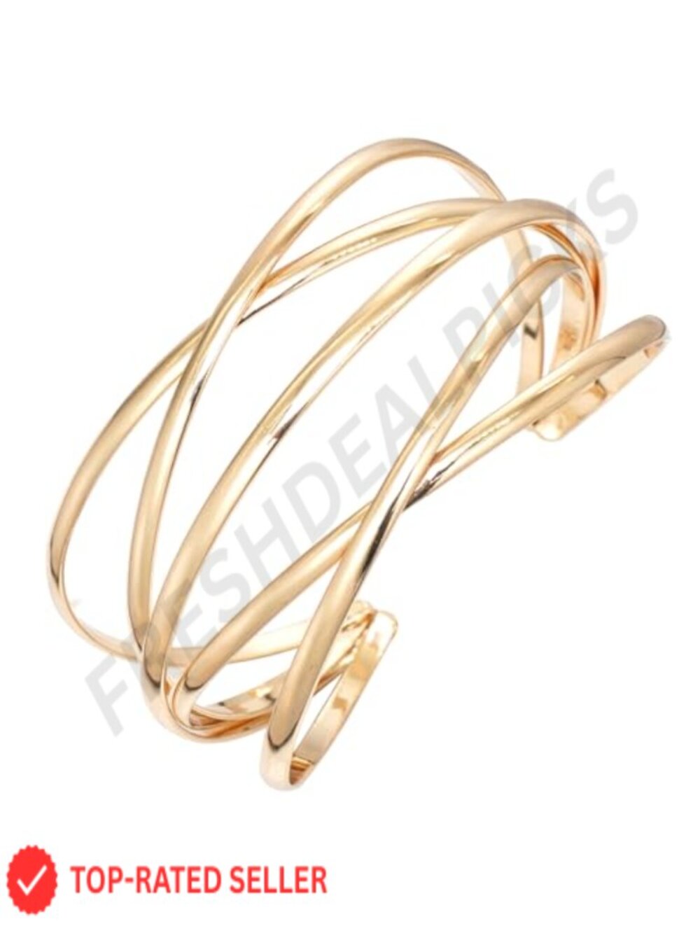 Layering Cross Wire Cuff Bangle Bracelet Adjustable Open Gold Bangle for Women